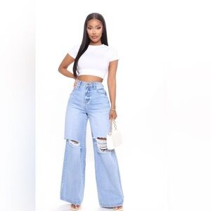 Fashion Nova Flip Out Wide Leg Skater Jeans